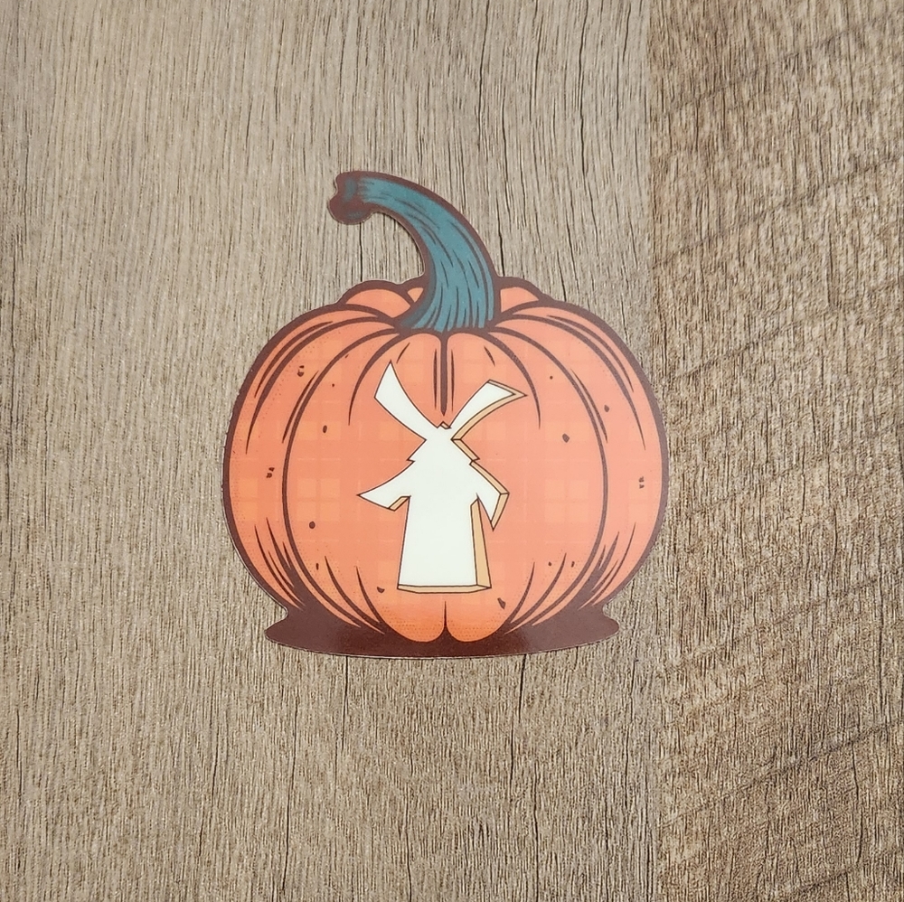 Dutch Bros Pumpkin Sticker - Orange, Green, White, Brown